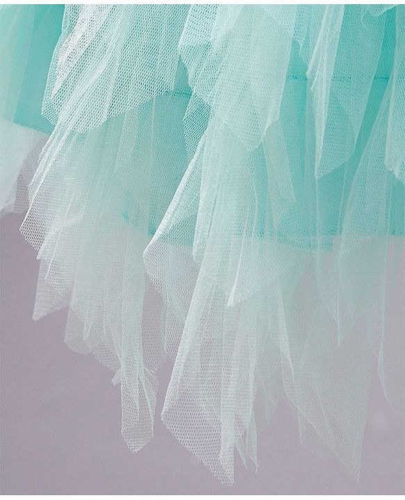 Babyhug Sleeveless Sequined Party Wear Asymmetrical Fit and Flare Frock with Corsage - Mint