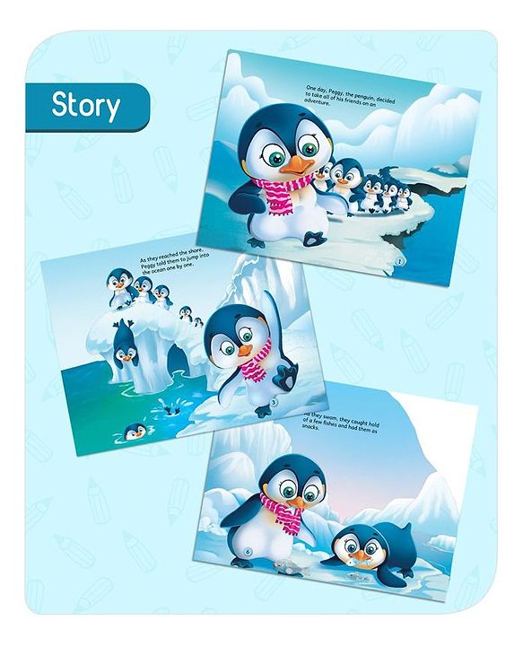 Babyhug 5 In 1 Story & Activity Animal Shape Books Pack of 5 (Octopus, Snail, Penguin,Walrus,Whale) - English