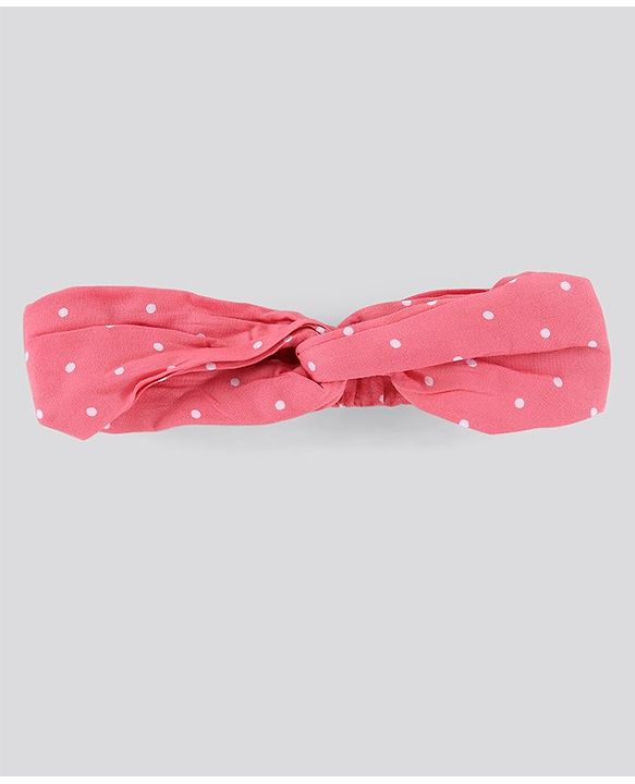 Pine Kids 3/4th Sleeves Gathered Frock with Embroidery and Polka Dot Print - Salmon Pink