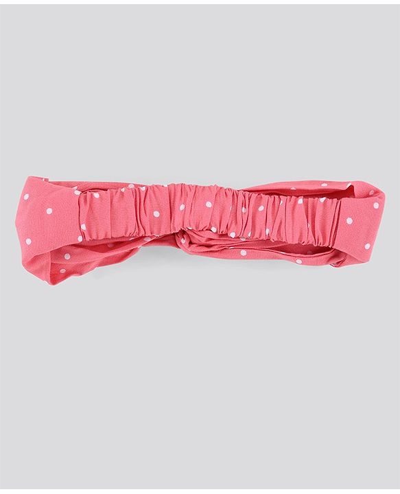 Pine Kids 3/4th Sleeves Gathered Frock with Embroidery and Polka Dot Print - Salmon Pink