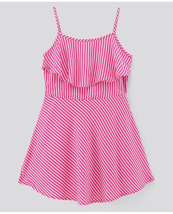 Pine Kids Sleeveless Rayon Frill Frock with Full Sleeves Shrug & Hairband - Pink