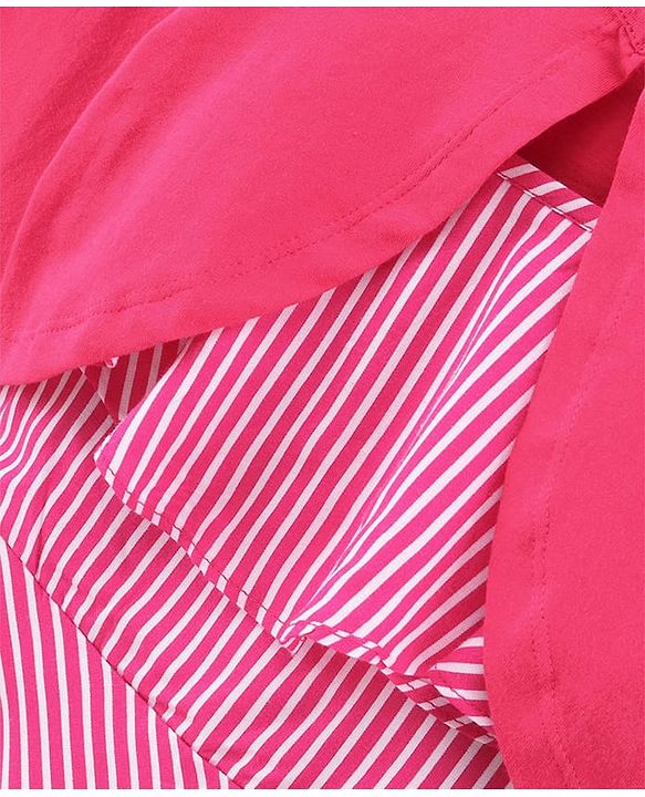Pine Kids Sleeveless Rayon Frill Frock with Full Sleeves Shrug & Hairband - Pink