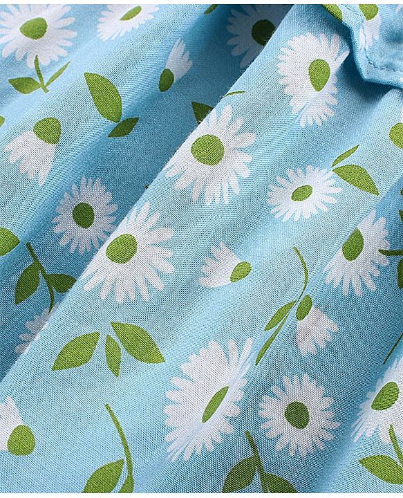 Pine Kids Sleeveless Rayon AOP Summer Top Floral Print - Blue