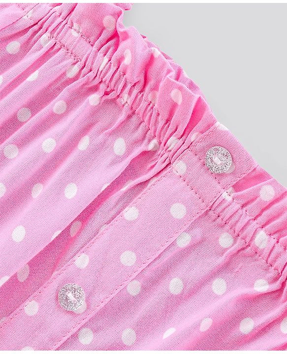 Pine Kids Half Sleeves Off Shoulder Polka Print Top - Pink