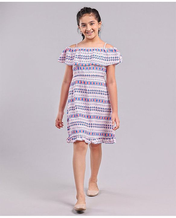 Pine Kids 100% Cotton Woven Summer Frocks with Striped - Multicolor