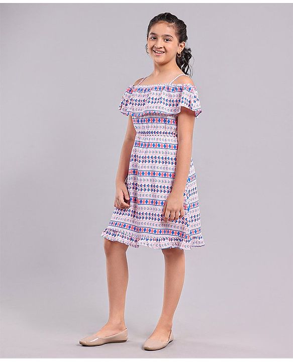 Pine Kids 100% Cotton Woven Summer Frocks with Striped - Multicolor