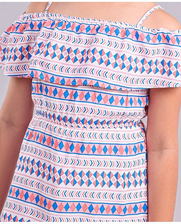 Pine Kids 100% Cotton Woven Summer Frocks with Striped - Multicolor