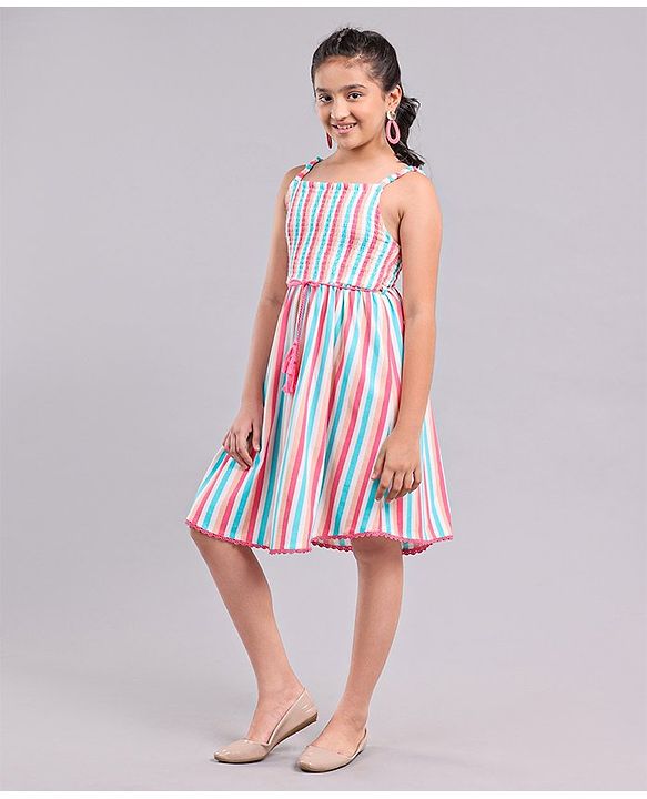 Pine Kids Singlet Striped Smocked Frock - Multicolor