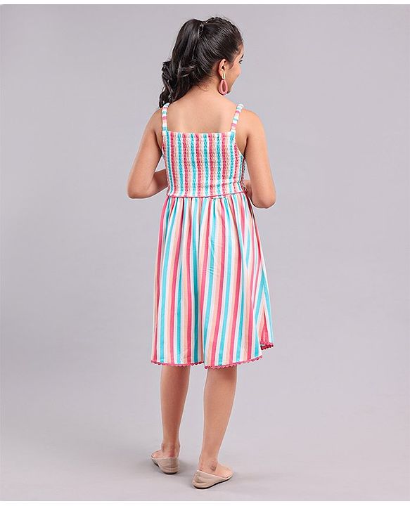 Pine Kids Singlet Striped Smocked Frock - Multicolor