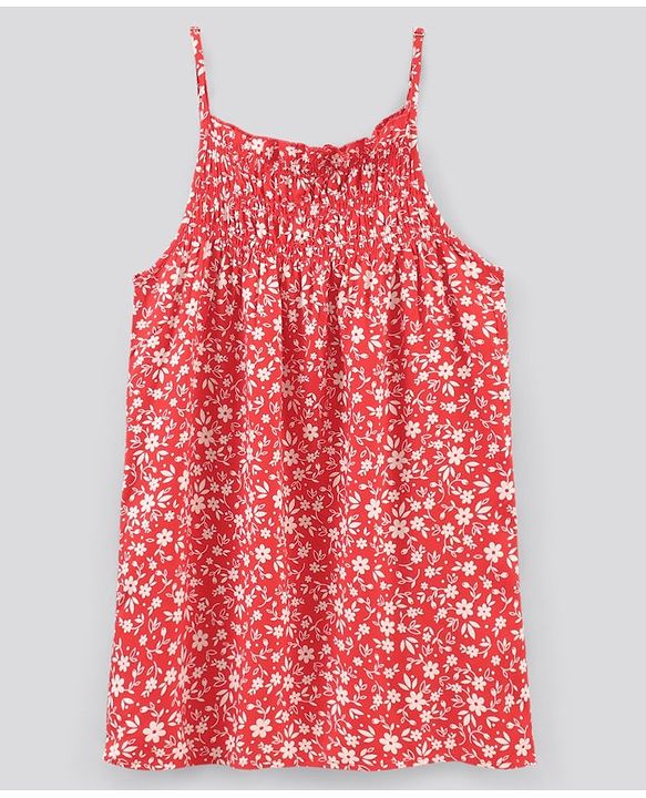 Pine Kids Half Sleeves Tee & Frock Floral Print - Red