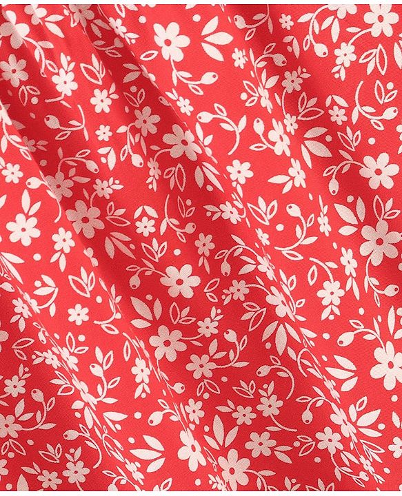 Pine Kids Half Sleeves Tee & Frock Floral Print - Red