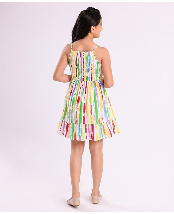 Pine Kids Sleeveless All Over Printed Frock - Multicolor