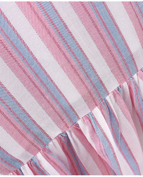 Pine Kids Half Sleeves Striped Frock - Multicolor