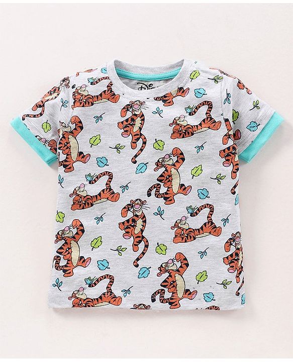 Babyhug Cotton Printed Dungaree with Half Sleeves T-shirt - Blue