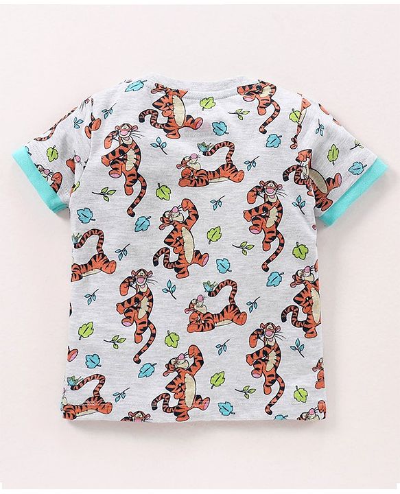 Babyhug Cotton Printed Dungaree with Half Sleeves T-shirt - Blue