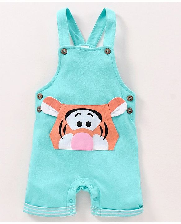 Babyhug Cotton Printed Dungaree with Half Sleeves T-shirt - Blue