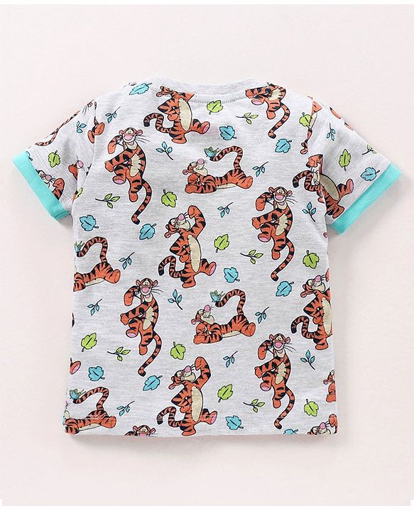 Babyhug Cotton Printed Dungaree with Half Sleeves T-shirt - Blue