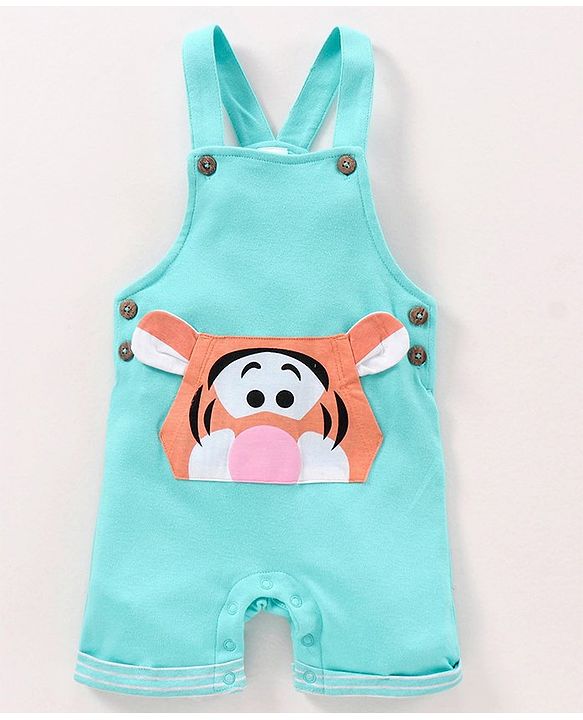 Babyhug Cotton Printed Dungaree with Half Sleeves T-shirt - Blue