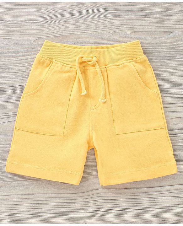 Babyhug Half Sleeves Cotton T Shirt And Shorts Set Placement Print - Grey Yellow