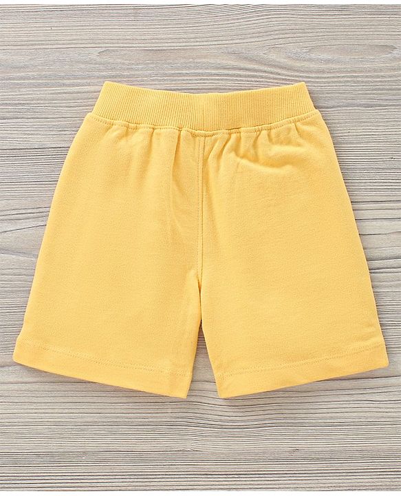 Babyhug Half Sleeves Cotton T Shirt And Shorts Set Placement Print - Grey Yellow
