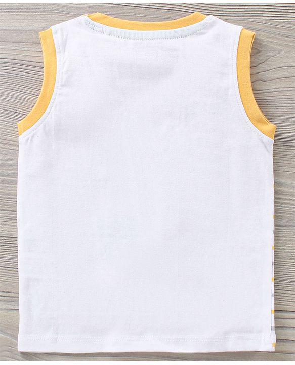 Babyhug Sleeveless Striped T-Shirt & Knee Length Shorts Tortoise Print - Yellow