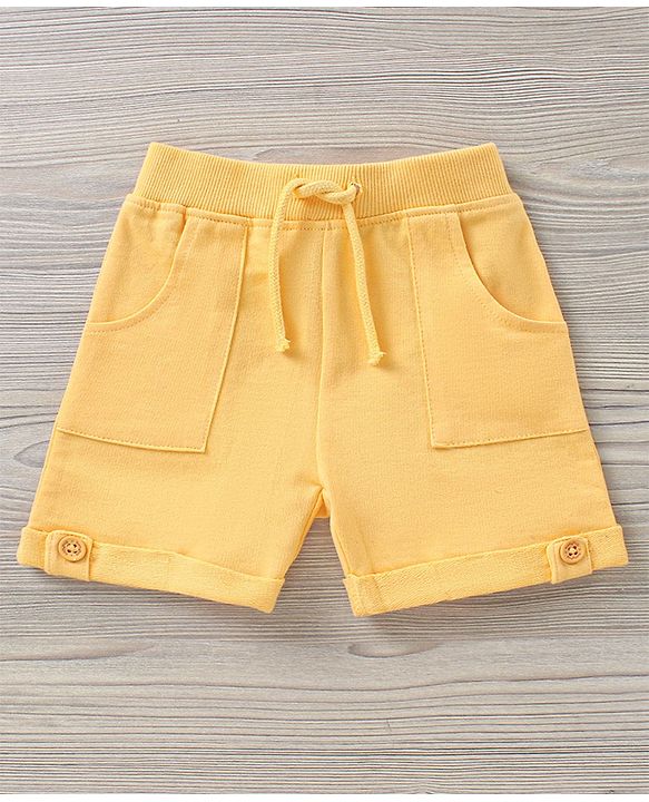 Babyhug Sleeveless Striped T-Shirt & Knee Length Shorts Tortoise Print - Yellow