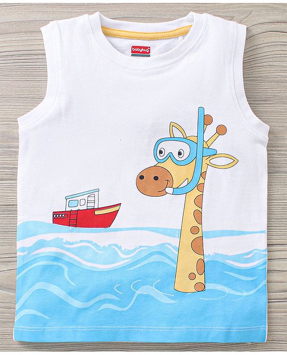 Babyhug Sleeveless Tee & Shorts Set Placement Print- Multicolor