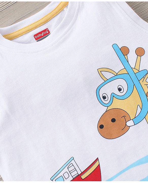 Babyhug Sleeveless Tee & Shorts Set Placement Print- Multicolor