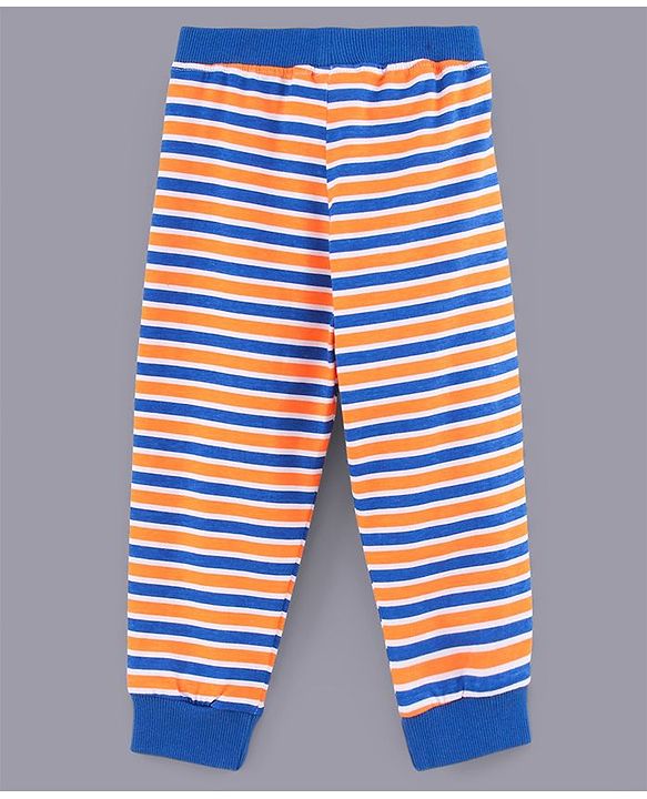 Babyhug Full Length Cotton Lounge Pants Pack of 3 - Blue Orange White