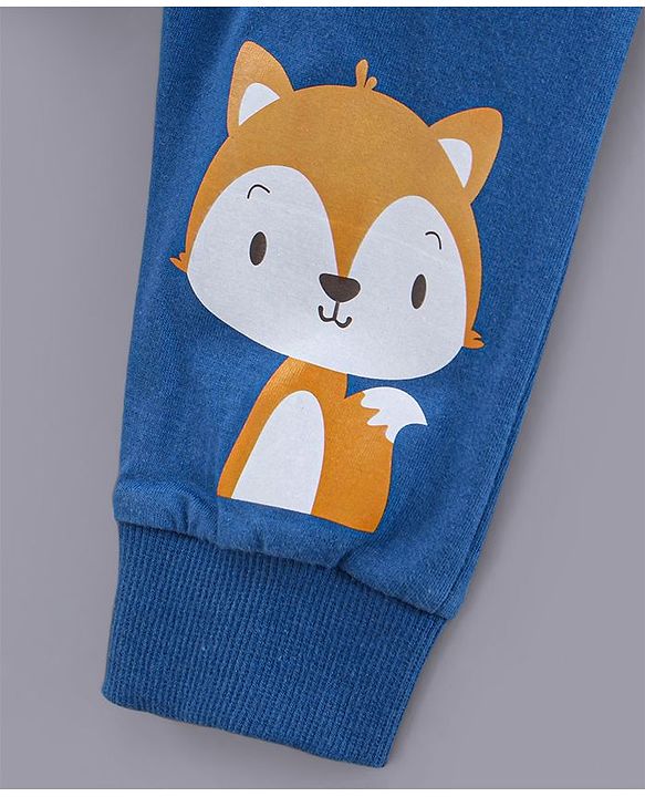Babyhug Full Length Cotton Lounge Pants Pack of 3 - Blue Orange White