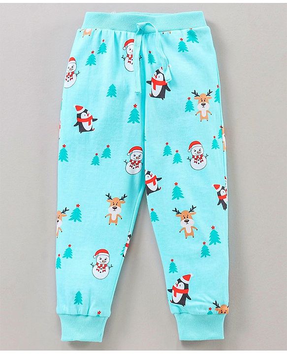 Babyhug Full Length Lounge Pant Penguin Print Pack of 2 - Blue Red