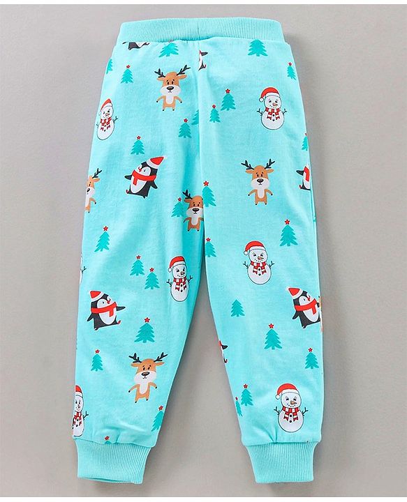 Babyhug Full Length Lounge Pant Penguin Print Pack of 2 - Blue Red