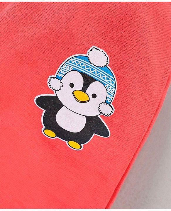 Babyhug Full Length Lounge Pant Penguin Print Pack of 2 - Blue Red