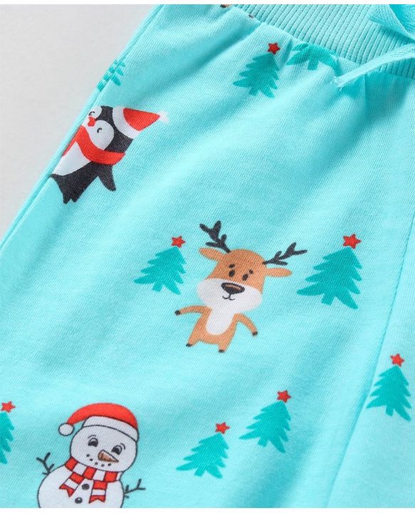 Babyhug Full Length Lounge Pant Penguin Print Pack of 2 - Blue Red