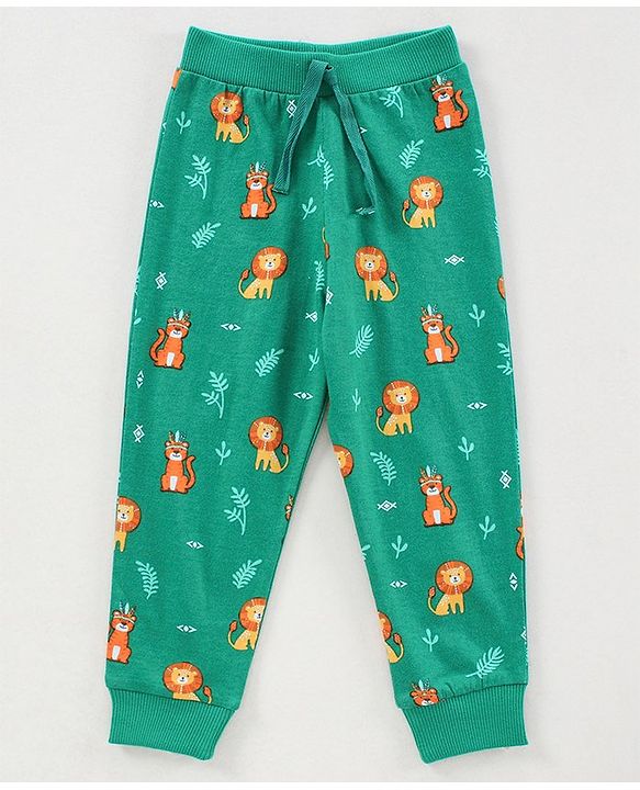 Babyhug Full Length Lounge Pant Animal Print Pack of 2 - Orange Green