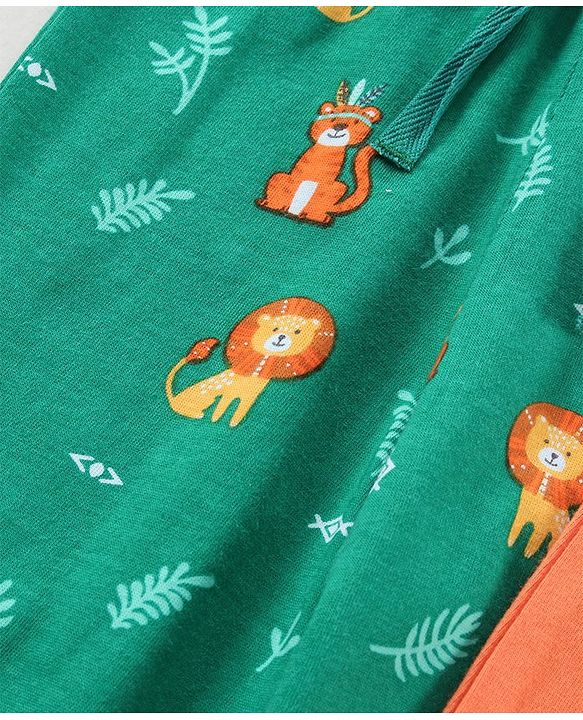 Babyhug Full Length Lounge Pant Animal Print Pack of 2 - Orange Green