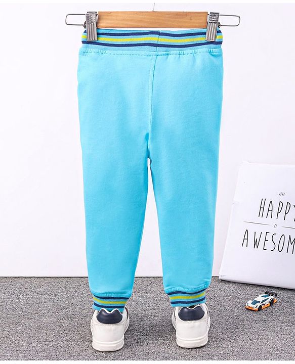 Babyhug Knit Full Length Lounge Pant Dino Print - Blue