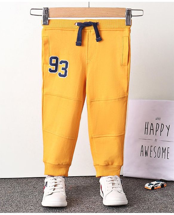 Babyhug Full Length Loungepants Numerical Print - Yellow