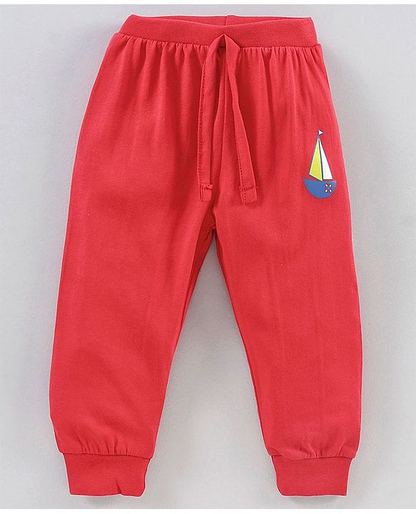 Babyhug Full Length Lounge Pants Boat Print Pack of 2 - Grey Red