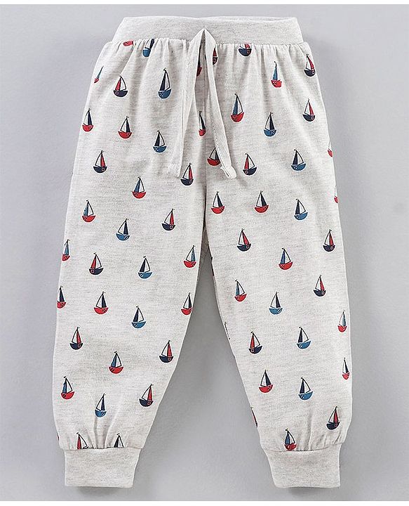 Babyhug Full Length Lounge Pants Boat Print Pack of 2 - Grey Red