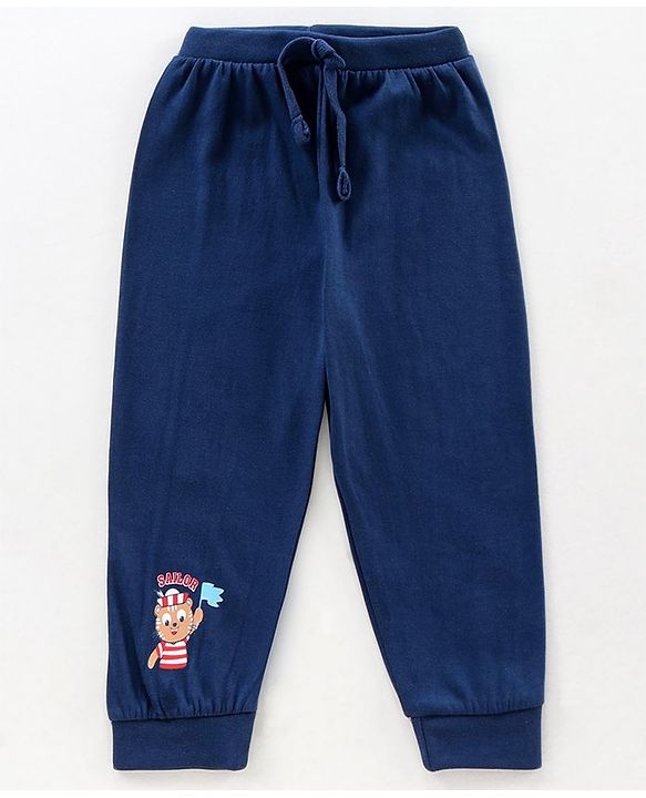 Babyhug Full Length Ribbed Waist Knit Lounge Pant Pack of 2 - Blue Red