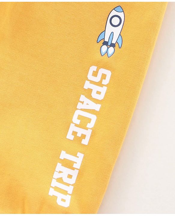Babyhug Full Length Loungepants Fox & Space Print Pack Of 2 - Blue Yellow