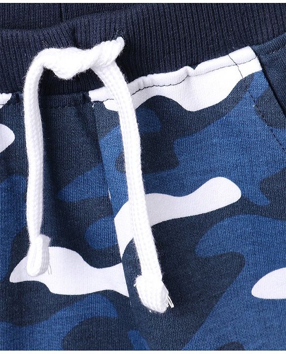 Babyhug Full Length Knit Ribbed Waist Lounge Pants - Blue
