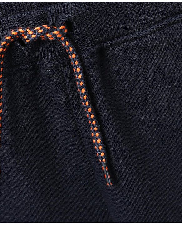 Babyhug Full Length Knit Ribbed Waist Lounge Pants - Navy Blue