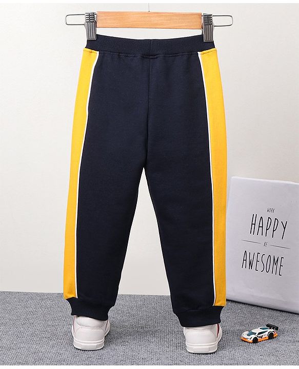 Babyhug Full Length Knit Ribbed Waist Lounge Pants - Yellow