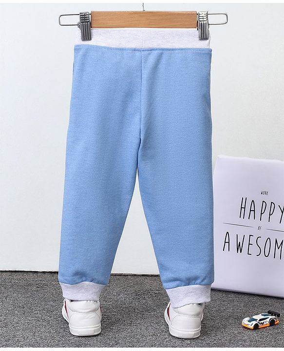 Babyhug Full Length Lounge Pant Text Print - Light Blue