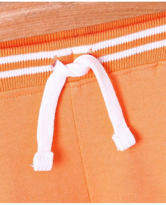 Babyhug Full Length Ribbed Waist Knit Lounge Pant HD Print - Orange - 12-18M Orange