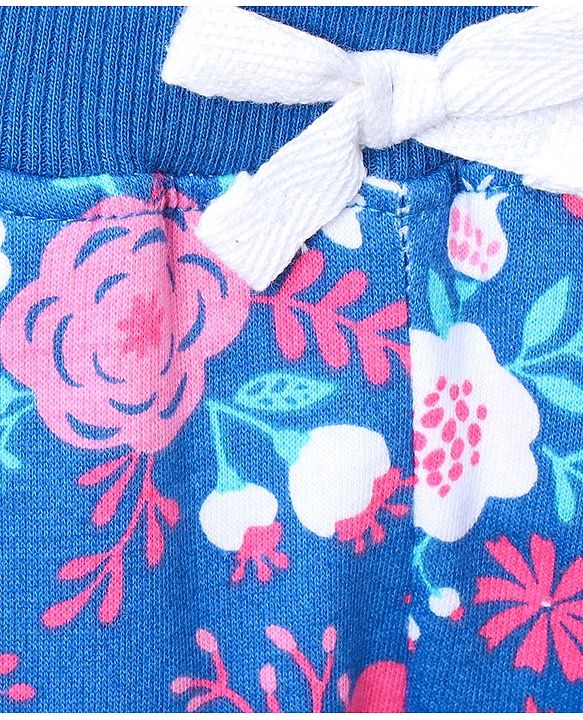Babyhug Full Length Lounge Pants Flower Print - Blue
