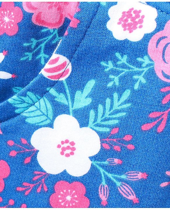 Babyhug Full Length Lounge Pants Flower Print - Blue