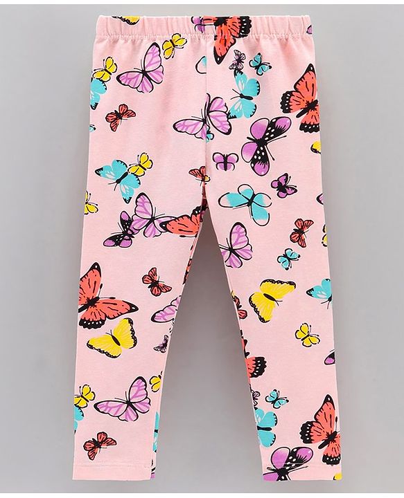 Babyhug Full Length Leggings Butterfly Print - Pink
